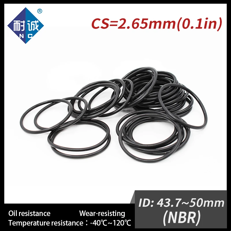 

20 PCS / Lot Nitrile Rubber Black NBR O-ring Thickness CS 2.65mm ID 43.7/45/46.2/47.5/48.7/50*2.65 O Ring Gasket Oil Waterproof