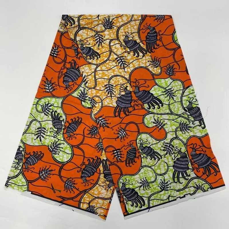 

2023 Ankara African Printing Batik Pagne Real Wax Fabric African Sewing Wedding Dress Handicraft Material 6 Yard