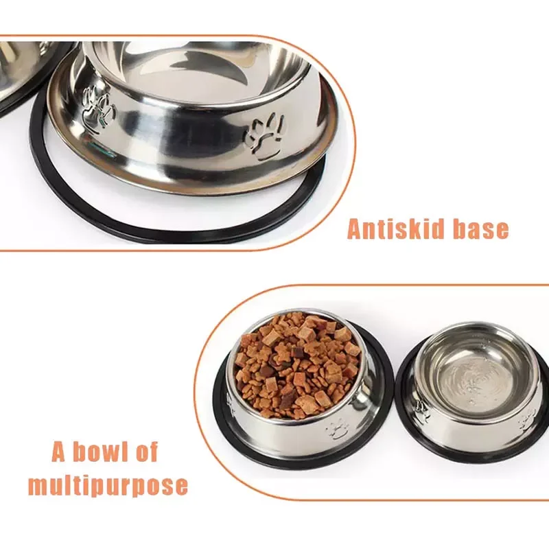 

6 Size Stainless Steel Dog Bowl For Dish Water Dog Food Bowl Pet Puppy Cat Bowl Feeder Feeding Dog Water Bowl For Dogs Cats