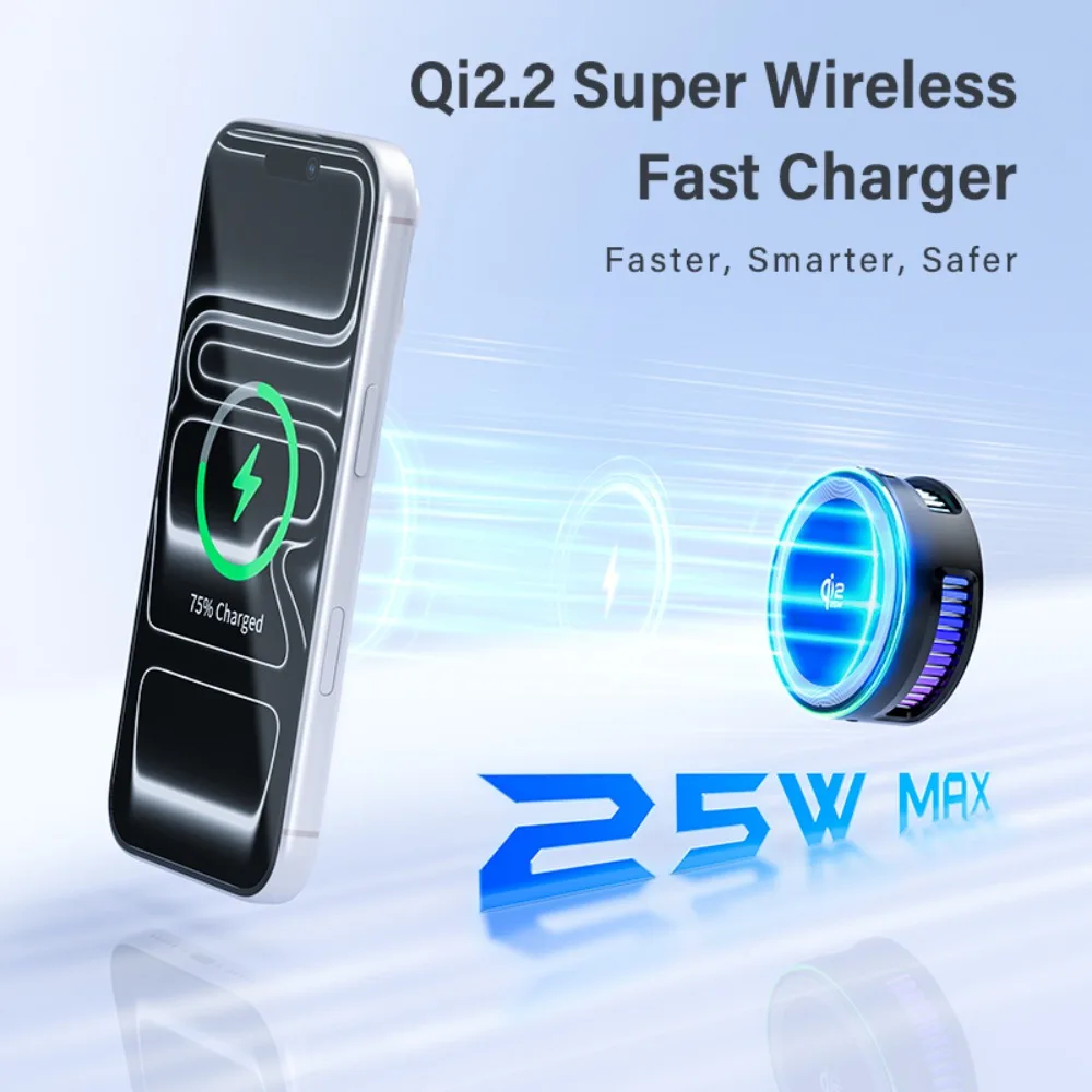 Фото Беспроводное зарядное устройство Qi2.2 25W с магнитной быстрой зарядкой и полупроводниковым охлаждением для игр/домашнего использования, предотвращающее перегрев для iPhone 17~12 №3