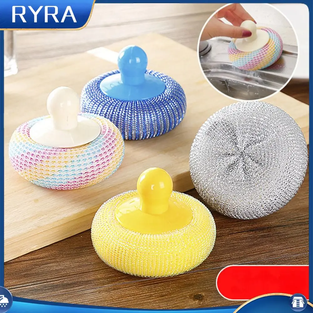 

Dish Scrubbers Wire Cleaning Ball Stainless Scrubber With Handle Large Wire Brush Kitchen Brush Steel Ball Stainless Steel