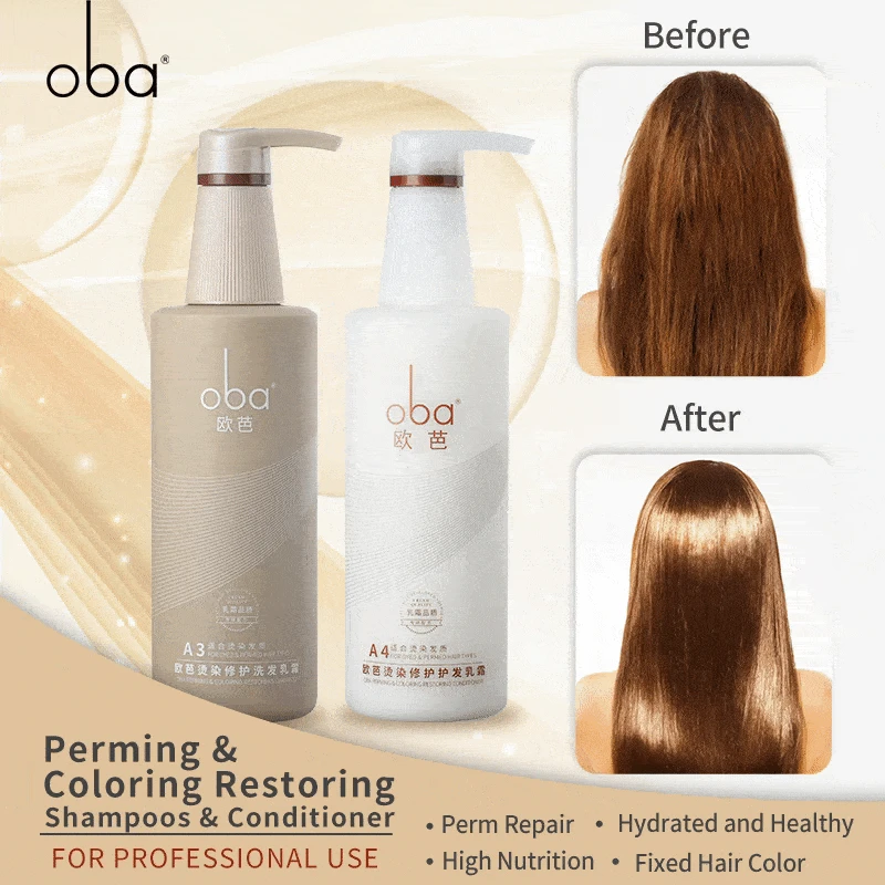 Oba Perm Repair Shampoo & Conditioner Sets Dyeing Damage Hair Care Gloss Intense Nourishing Shampoo Quality Produc 740g*2