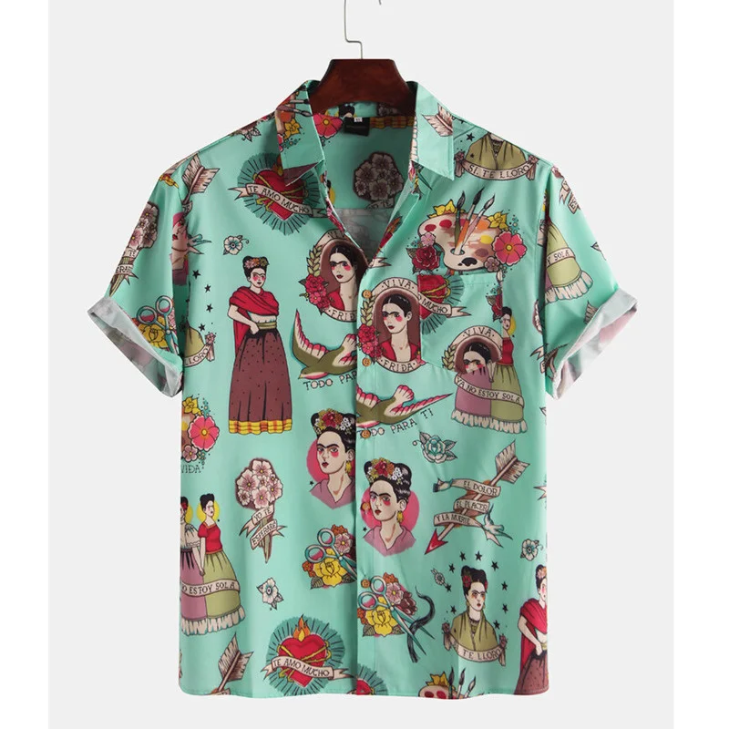 

Японские рубашки, рубашки, белая рубашка для розового цвета, Корейская рубашка, Гавайская Повседневная забавная летняя Гавайская Мужская р...