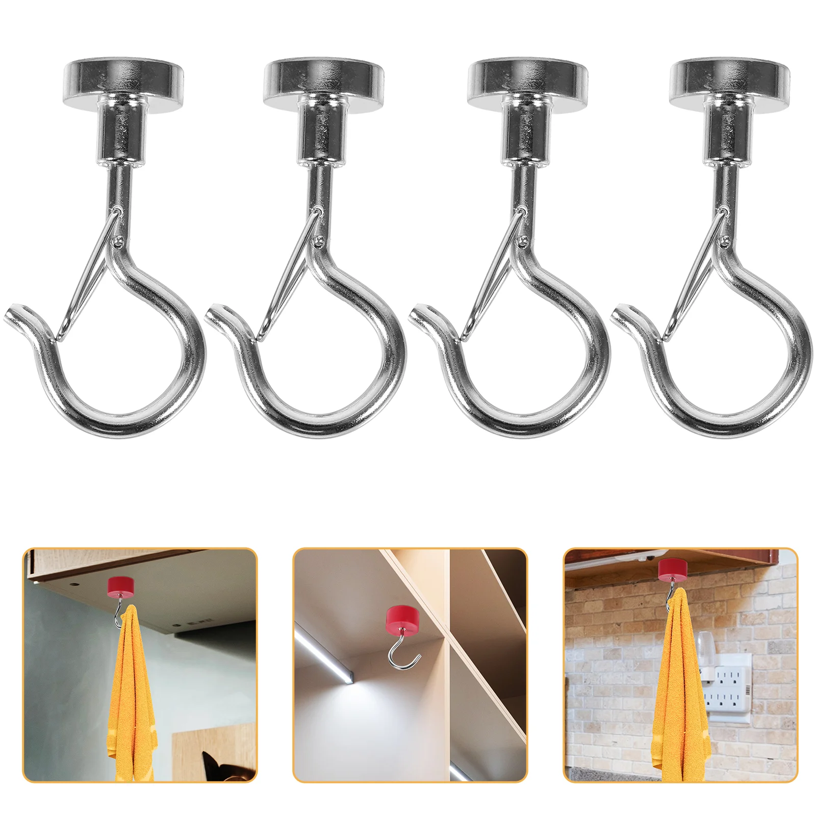 

6 Pcs Magnet Hook Picture Hanging Hooks Heavy Duty Magnetic Household Kitchen Cabinet A3 Steel Casing