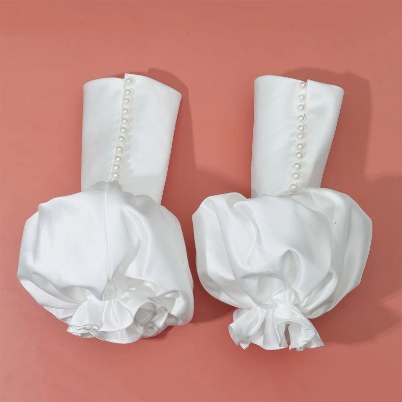 

Long Bridal Dress Sleeves White Fingerless Formal Dress Puff Cuffs Wedding Accessories Marrage Party Photoshoot Supplies