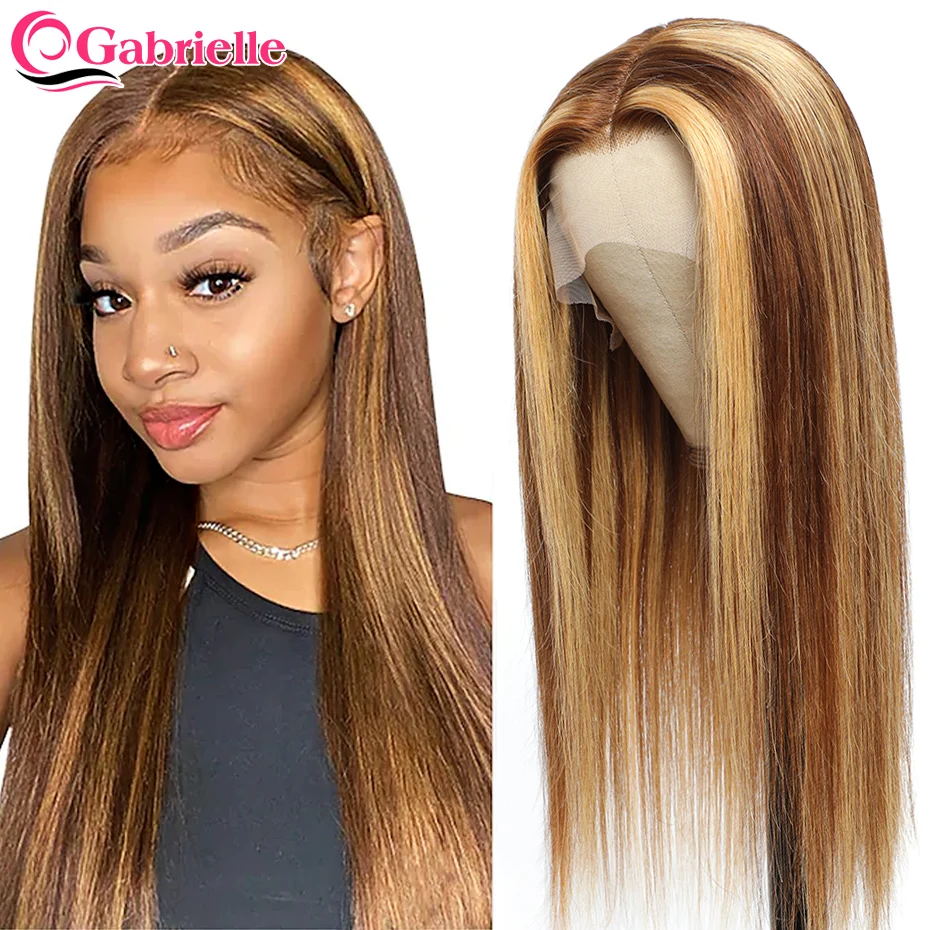 

Highlight Blonde Lace Front Human Hair Wigs 30 Inch Lace Frontal Wig Straight Transparent Lace T Part Colored Human Hair Wig