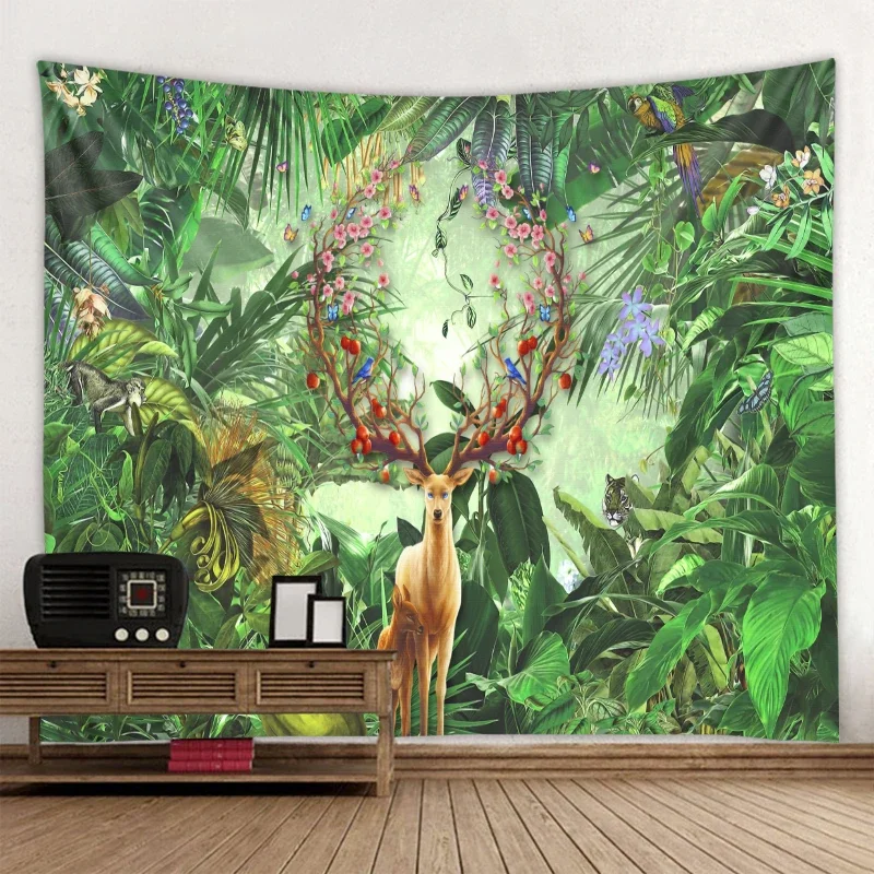 Гобелен с принтом листьев растений настенное украшение в скандинавском стиле