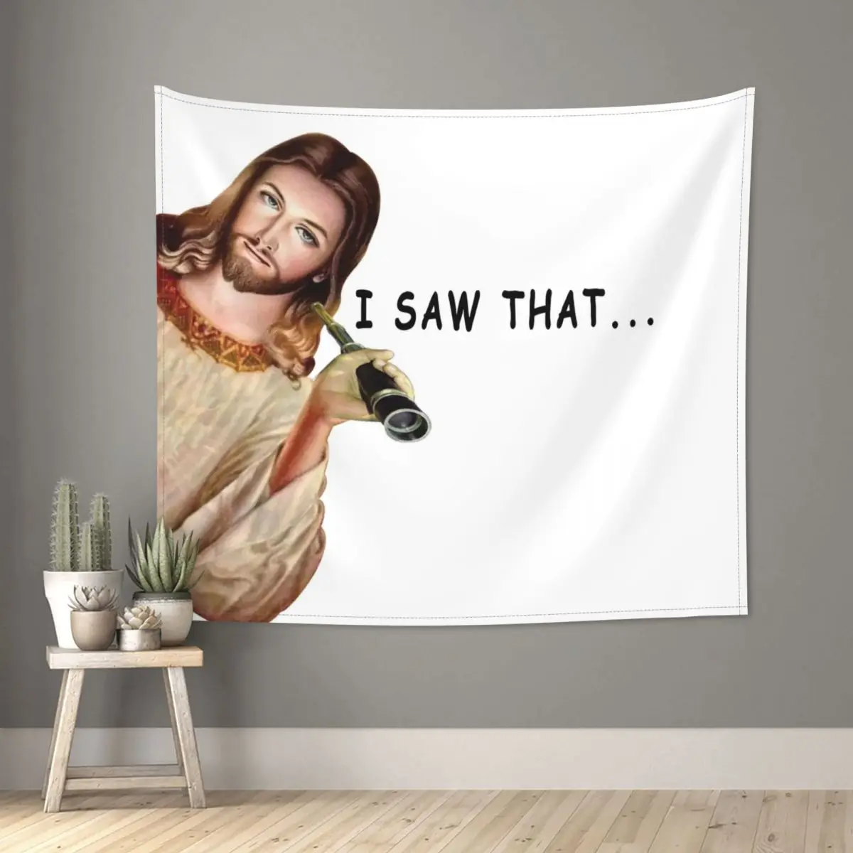

Jesus Christ I Saw That Tapestry Hippie Polyester Wall Hanging Meme Room Decor Table Cover Retro Tapestries