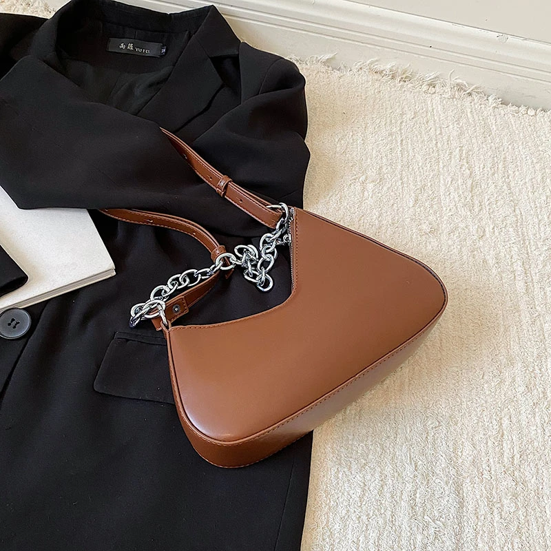 

Fashion Underarm Bag Simple PU Leather Shoulder Bag For Women 2022 Zipper Handbag Female Casual Retro Crossbody Shopper Bag Hobo