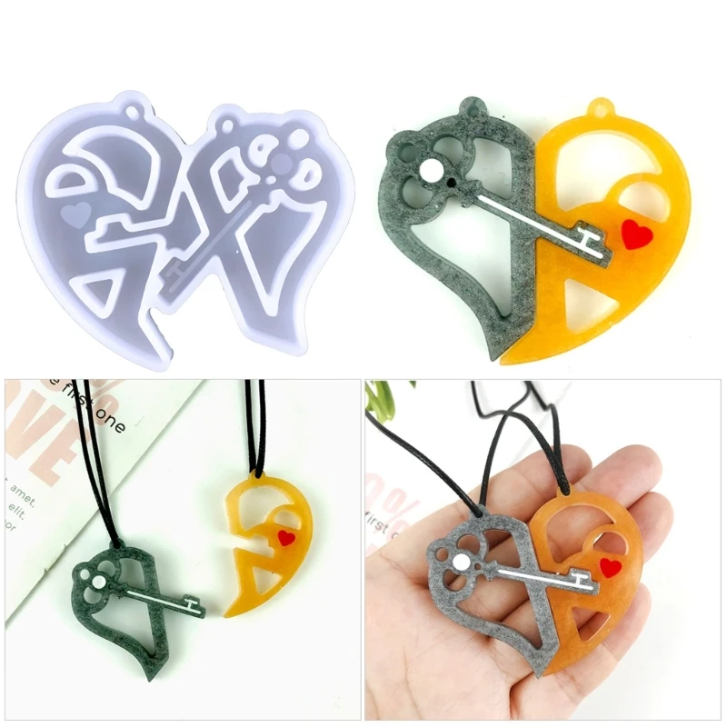Keychain Silicone Resin Mold,Heart Lock Resin Mold DIY Car Pendant Keychain Mold