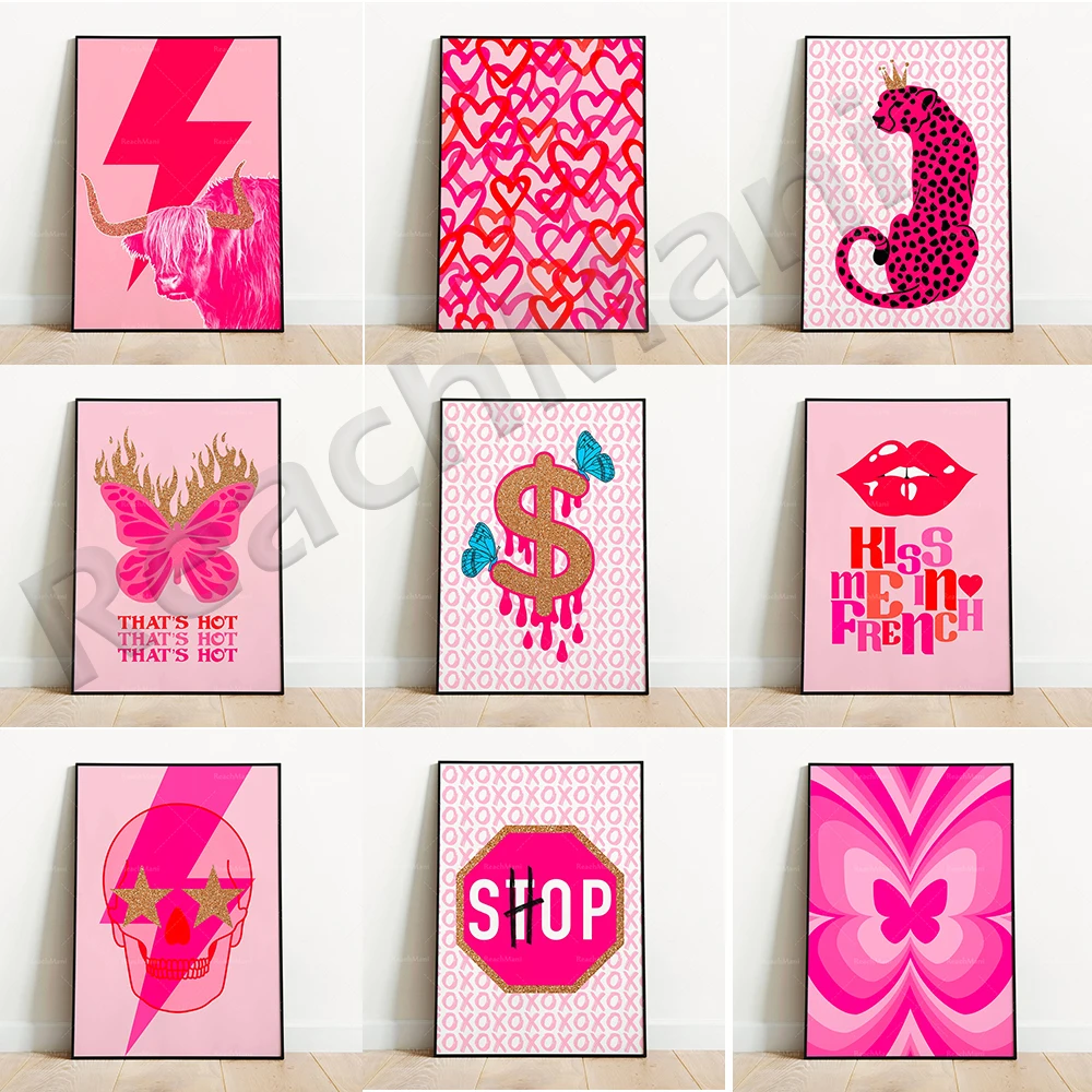 Настенное искусство в стиле преппи, цветное граффити в форме сердца, розовая корова, декор для подростковой комнаты y2k, преппи-картина, стильный эстетический плакат в стиле преппи Настенное искусство в стиле преппи, цветное граффити в форме сердца, розовая корова, декор для подростковой комнаты y2k, преппи-картина, стильный эстетический плакат в стиле преппи