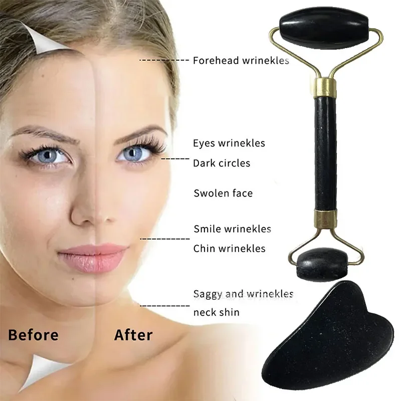 Новый 2 шт. камень Gousha для лица Gua Sha Gowoman натуральный инструмент валик Visage скребок