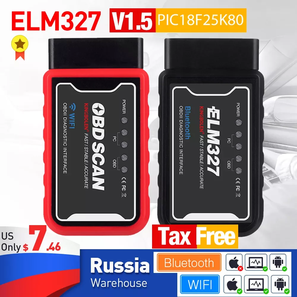 

NEW2023 ELM327 V1.5 OBD2 Scanner WiFi BT PIC18F25K80 Chip OBDII Diagnostic Tools for IPhone Android PC ELM 327 Auto Code Reader