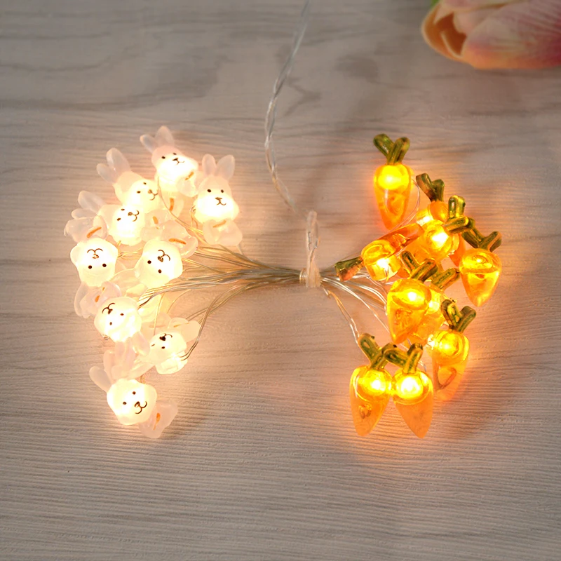 

2M 20LED Bunny String Lights Easter Decoration for Home Carrot Rabbit Chick Egg Fairy Light Happy Easter Party Favors Home Decor