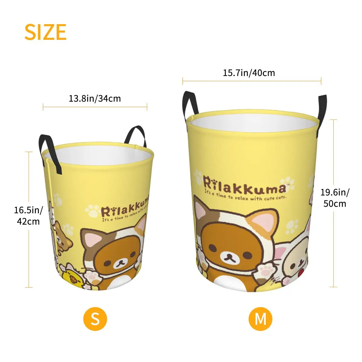 Customized Kawaii Cartoon Bear Rilakkuma Laundry Basket Foldable Clothes Toy Hamper Storage Bin for Kids Nursery