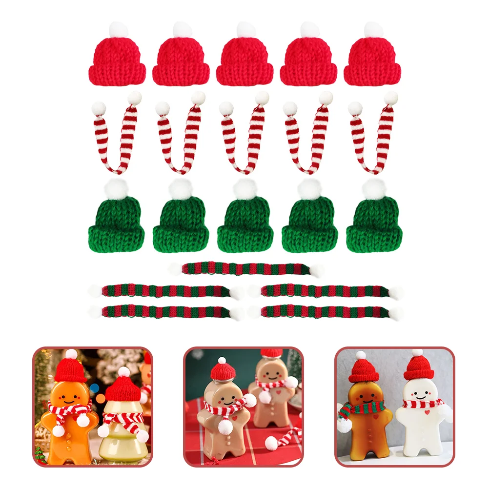 

Hat Christmas Santa Miniature Mini Scarf Bottle Cover Hats You Gifts Shower Thank Baby Decor Knit Cup Cap Lollipop Crafts Party