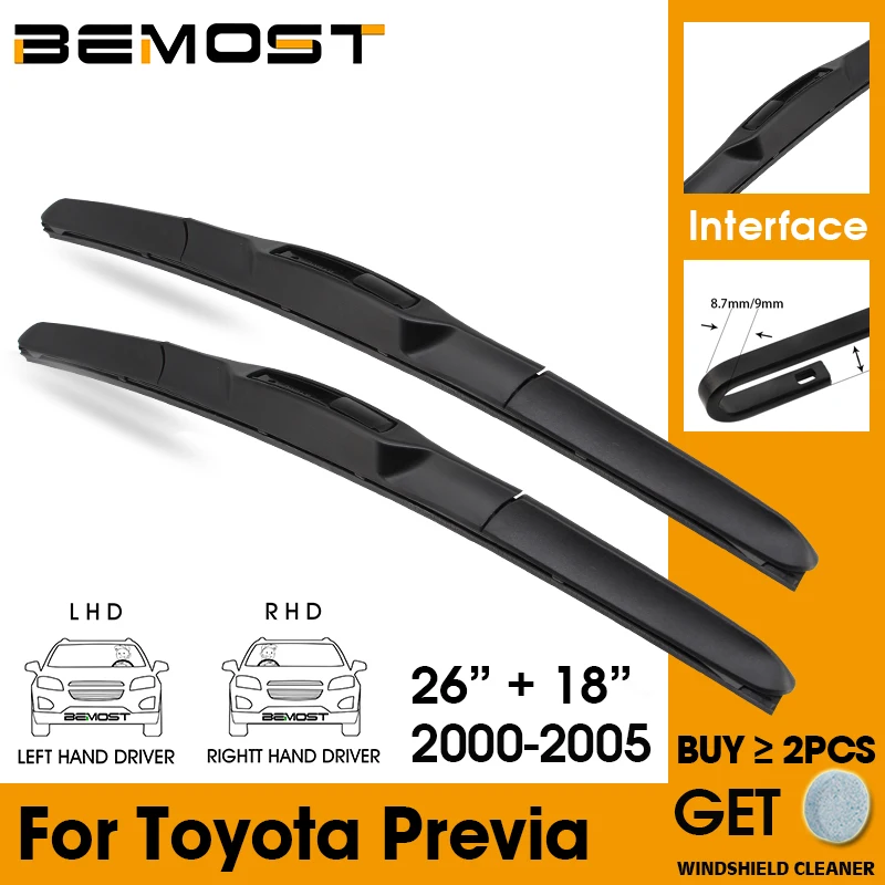 

Car Wiper Blade Front Window Windshield Rubber Silicon Refill Wiper For Toyota Previa 2000-2005 LHD/RHD 26"+18" Car Accessories