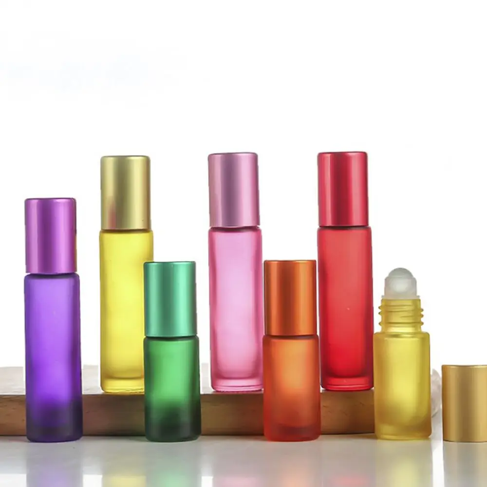 

Simple Solid Color Frosted Glass Bottles Empty Travel Roll-on Essential Oil Bottles High-end Glass Perfume Refillable Bottles