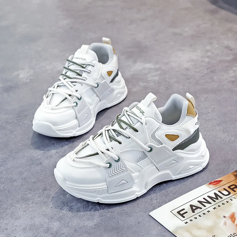 Dad's Shoes Women's Shoes Spring and Autumn 2023 New Versatile White Shoes Popular Mesh Breathable Casual Sports Mesh Shoes