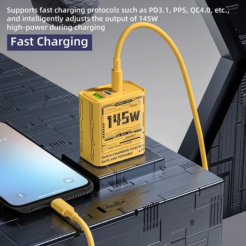 Фото Быстрое зарядное устройство Xiaomi 145 Вт PD USB-зарядное устройство для телефонов Адаптер для быстрой зарядки 3 порта ЕС/США/Великобритании для iPhone Samsung Настенный адаптер с вилкой Huawei №3