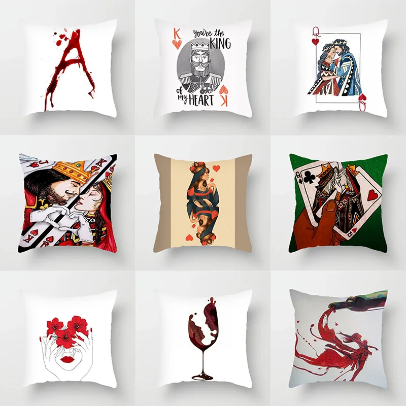 

Elife Creative Poker Pattern Decorative Pillowcases for Sofa Polyester Pillow Cover Home Decor Living Room Cushion Cover 45*45cm
