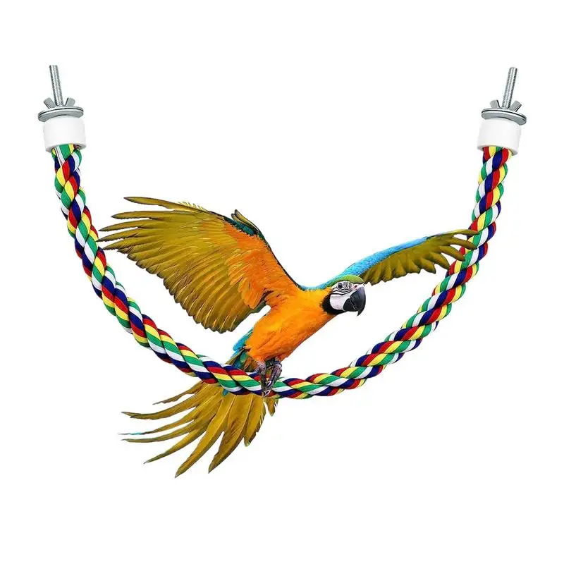 

Bird Rope Perch Stainless Steel Parrot Cage Bendable Rope Toys Colorful Cleaning Teeth Toys For Exercising Climbing Exploring