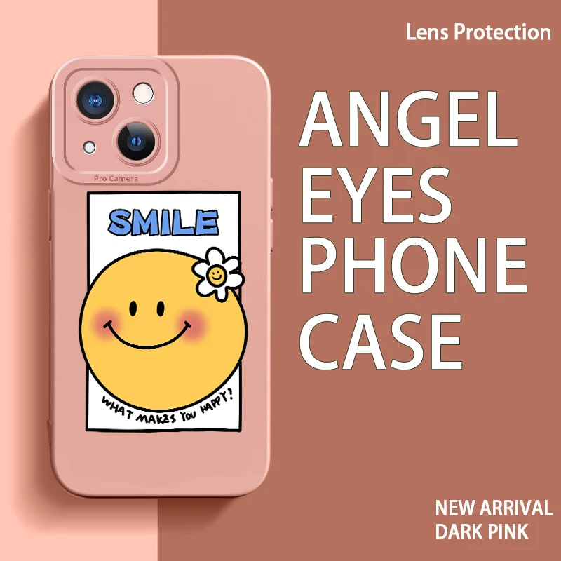 

Case for iPhone 13 12 11 Pro Max 12 Mini SE2 SE3 6 6S 7 8 Plus X XR XS Max Round Smile Cover Witty Smiling Face