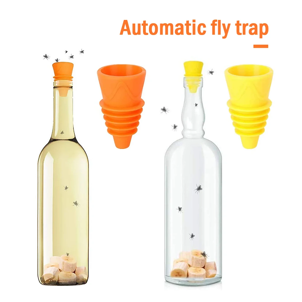 

4Pcs Outdoor Indoor Kithchen Silicone Reusable Fruit Fly Traps Catcher Tool Simply Add Some Baits To The Bottle Trapping