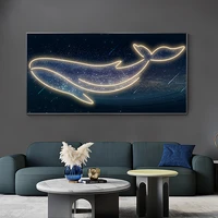 modern living room creative art decorative mural lamp light luxury whale painting led wall lamp bedroom bedside painting lamp