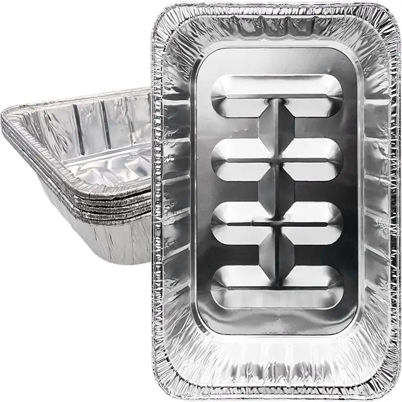 

5 Pack Large Aluminum Foil Rectangular Pans 17” X 13“ - Disposable Roasting Pan