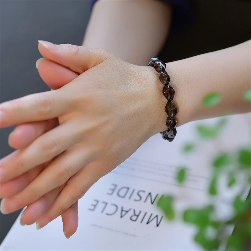 Натуральный дымчатый кварцевый браслет с бусинами