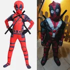 Детский костюм супергероя Deadpool, комбинезон Мстителей на Хэллоуинмечрюкзак, оружие, реквизит