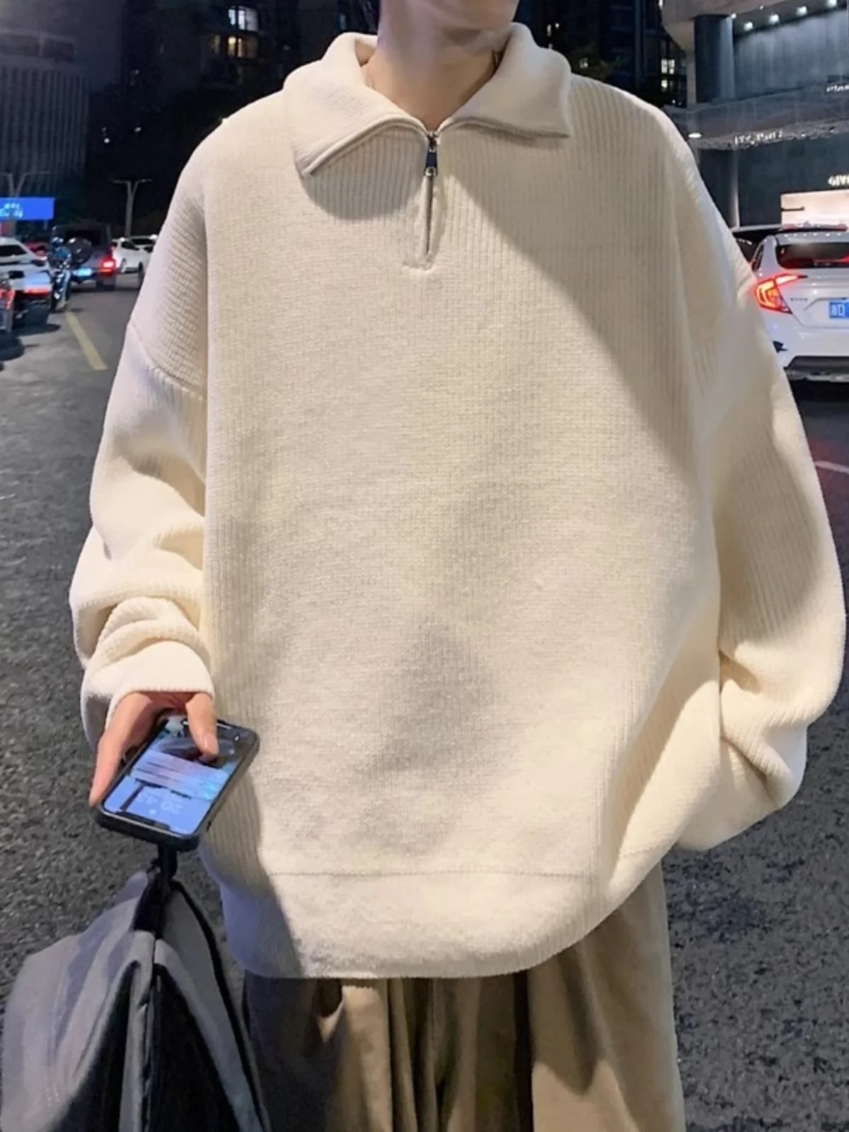 Свитер с лацканами мужская осенне-зимняя свободная рубашка без рукавов модная