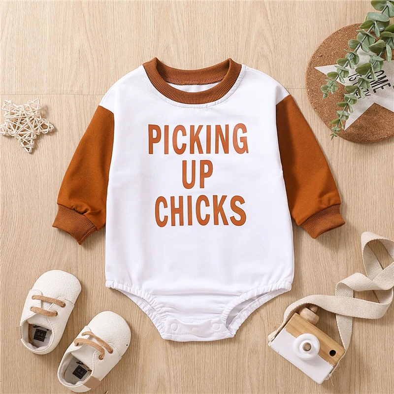 

Spring Baby Girls Boys Letter Print jumpsuit for newborns Cotton Long Sleeve Rompers Toddler Bodysuits For Baby Clothing