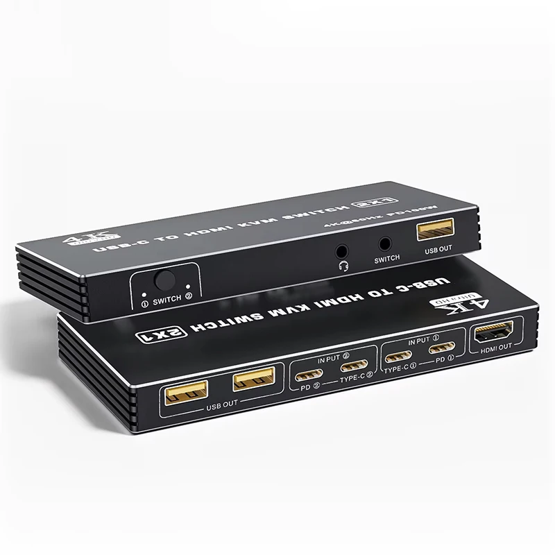 Квм-переключатель типа C 2x1 4K 60 Гц USB к HDMI KVM-переключатель 2 в 1 выход