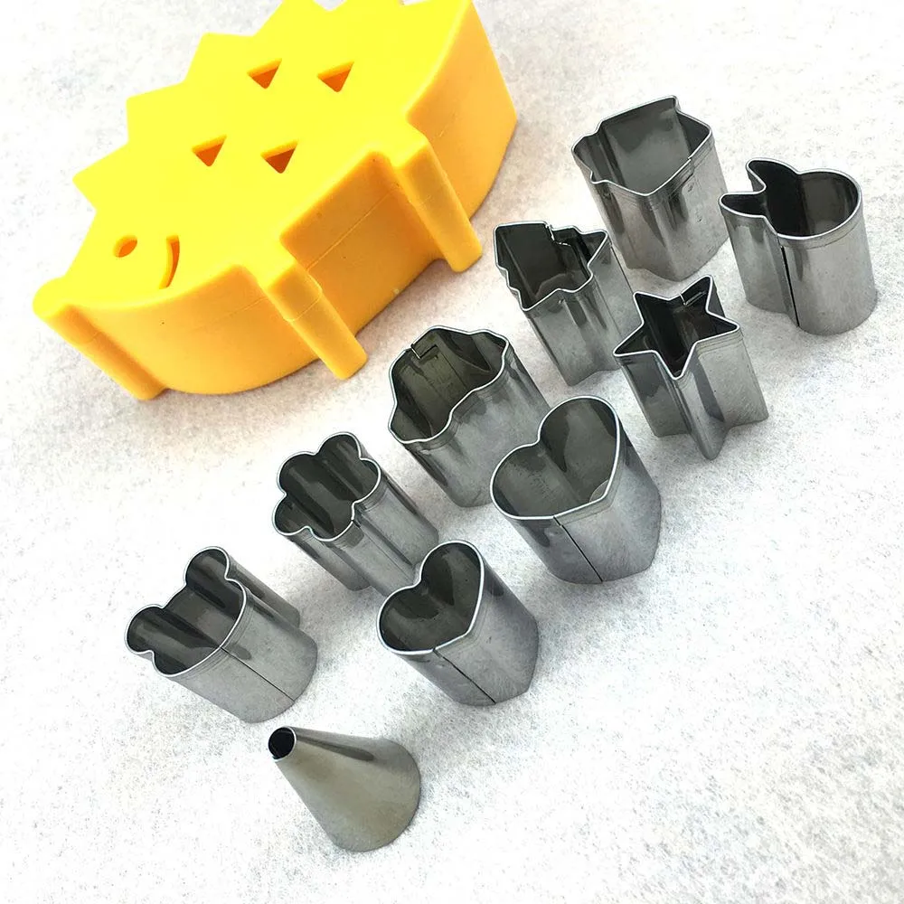10 Pcs Mini Stainless Steel Fruit Vegetable Cookie Shape Cutters Mold Hedgehog Box Kid Food Mold Portable Pastry Mold images - 6