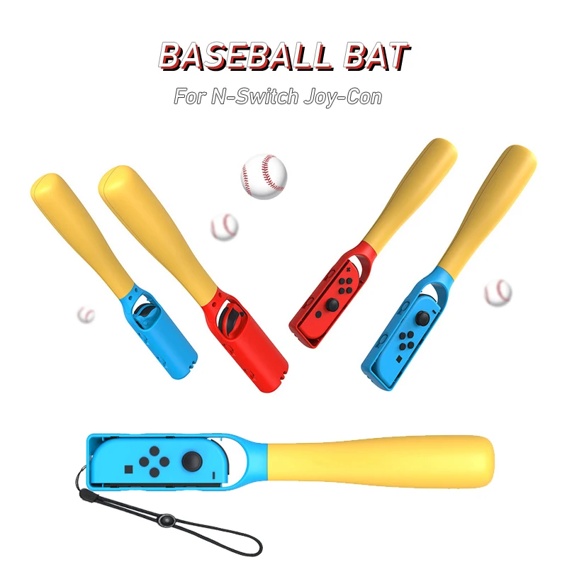 

2Pcs/Box Baseball Bat Sports Game Controller Grip For NS Joy-con Switch/Oled Somatosensory Gamepad Accessories Gifts For Kids