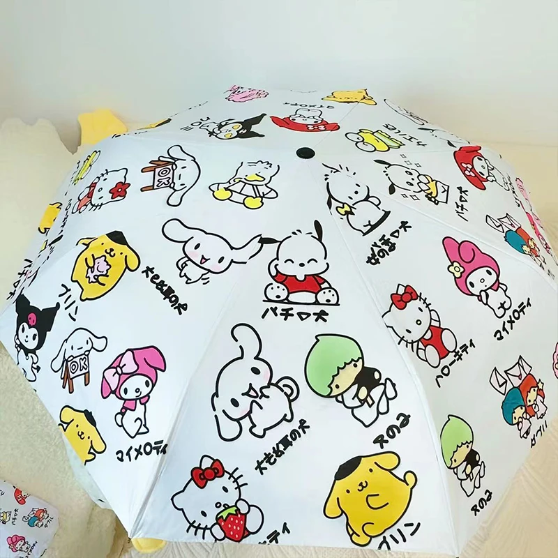 

Sanrio Kuromi Cinnamoroll Automatic Sun Umbrella Sunblock Uv Protection Folding Cartoon Pompompurin Pochacco Toys for Girls Kids