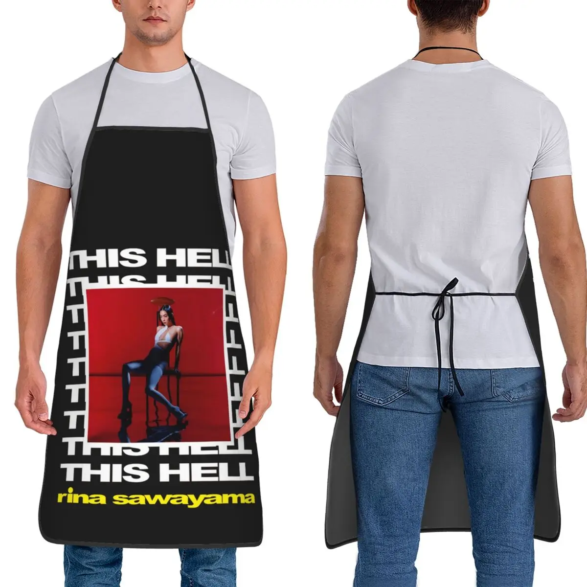 Фото Фартуки Rina Sawayama This Hell, фартуки для шеф-повара, кулинарии, кухни, водонепроницаемый нагрудник, кухонный сарафан для уборки для женщин и мужчин, живопись №1