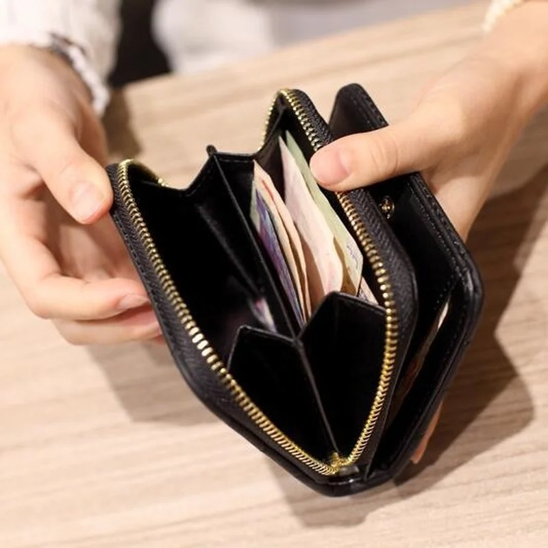 Short Wallets for Women PU Leather Female Plaid Purses Nubuck Card Holder Wallet Woman Small Zipper Wallet Ladies Coin Purses