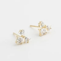 silver stud earrings womens diamond triangle simple zircon trend temperament earrings