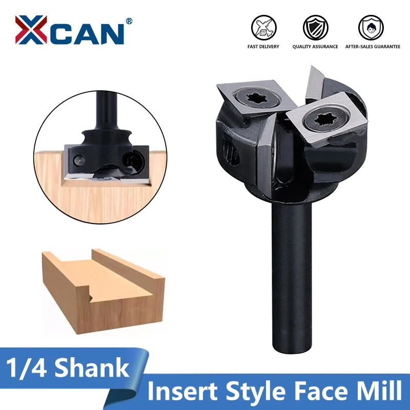 

XCAN Milling Cutter 1/4 Shank Wood Planer Bit Carbide Insert Spoilboard Surfacing Router Bit Slab Flattening Router Bit