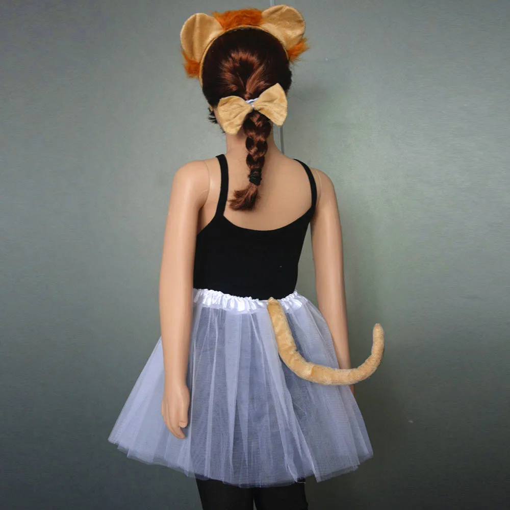 

Animal Lion Cattle Cow Headband Bowtie Gloves Tutu Girl Costume Cosplay Set Brown Headwear Tail Bow Tie Fancy Dressed