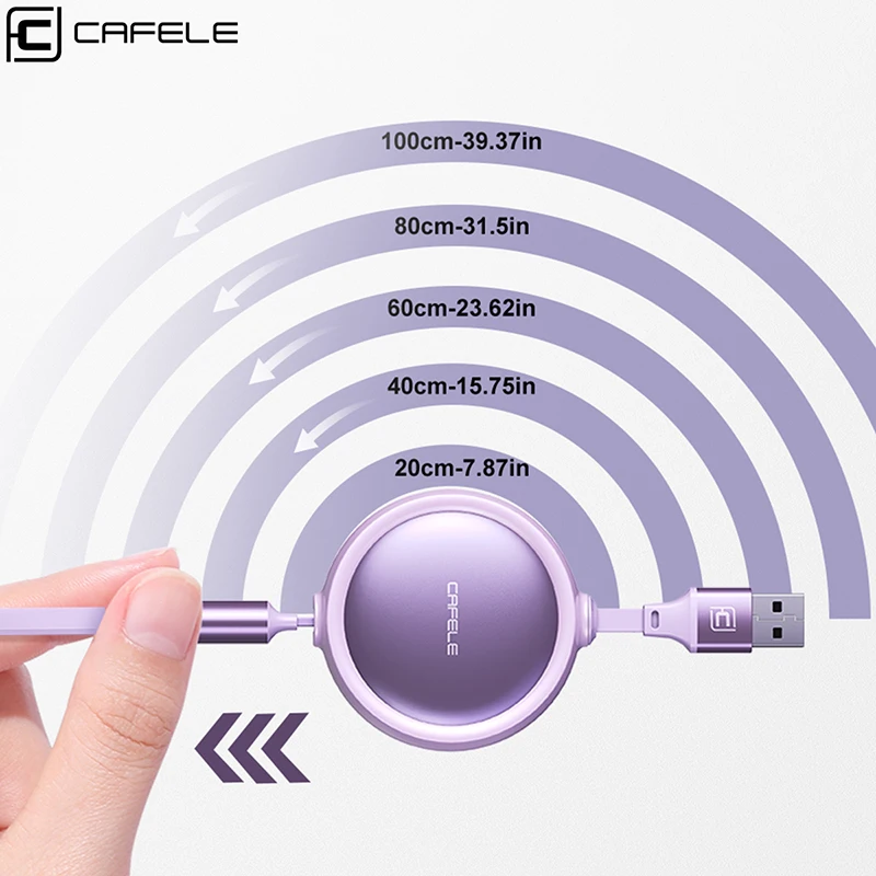 CAFELE выдвижной зарядный кабель для iphone 16 15 3 в 1 USB A к Lightning Micro Type C 3A портативная