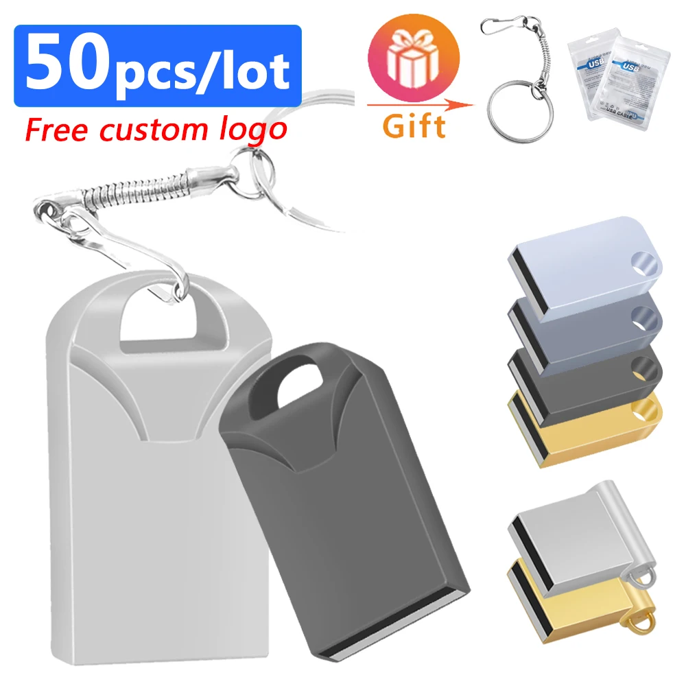 Wholesale 50pcs/lot Super Mini USB 2.0 Flash Drive 4GB 8GB 32GB 64GB Flash Memory Stick 16GB Pendrive Flash Disk Free Logo