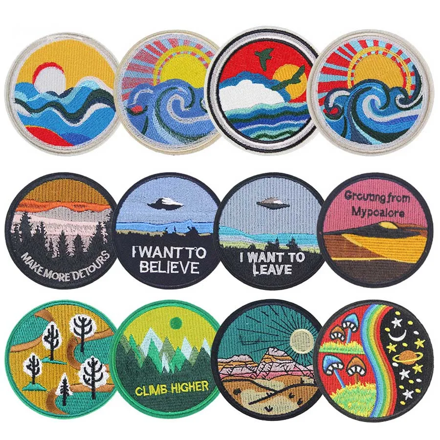 

Embroidery Round Patches Sticker For Clothing Thermoadhesive Iron On Patch DIY Costura Sewing Cloth Applique Accessories Badges