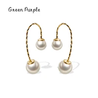 green purple s925 sterling silver pearl trend bright simple drop earrings for women fine jewelry minimalism gift accessories