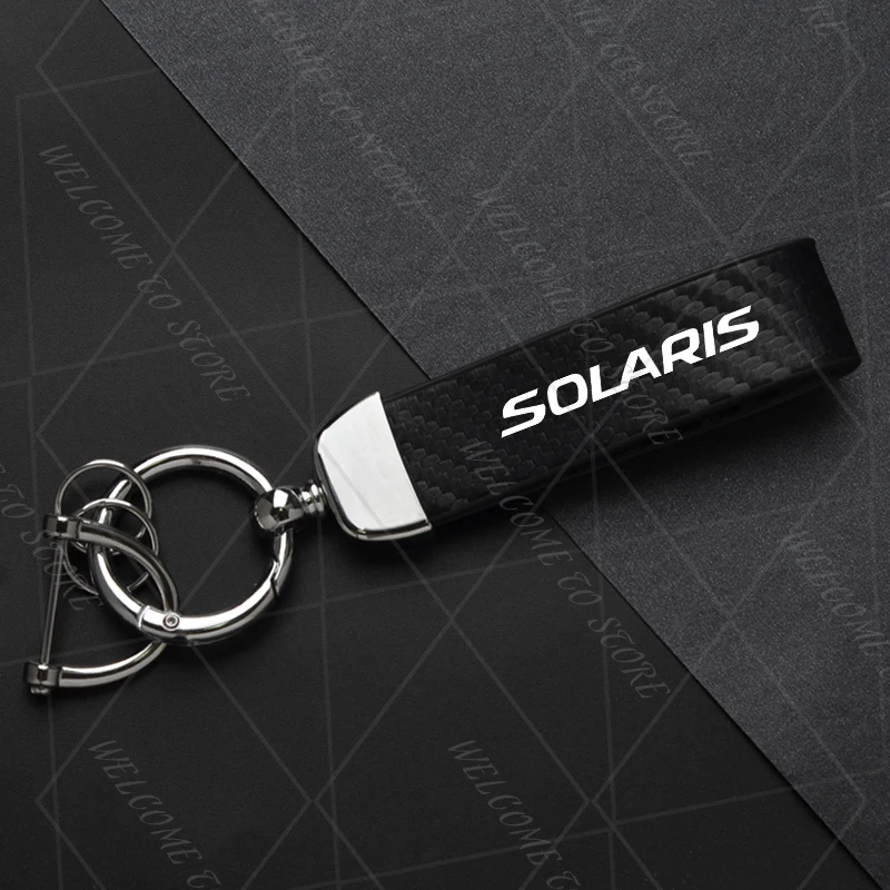 

2025 для Solaris LOGO VERNA Rio Creta Ix25 KRS KRX для женщин и мужчин, брелок из углеродистой кожи, автомобильный брелок, аксессуары для ключей