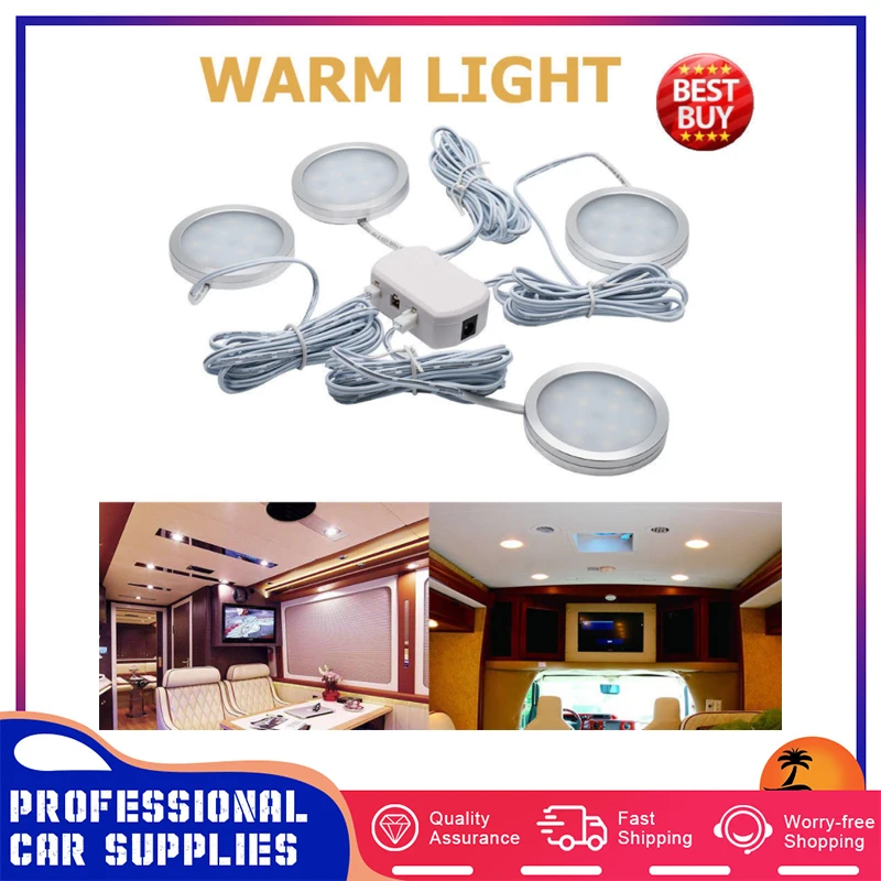 2.5W 4pcs Interior LED Spot Lights for Camper Van Lorry Caravan 240 LM Aircraft 6063 Aluminum Yellow Warm 3500K