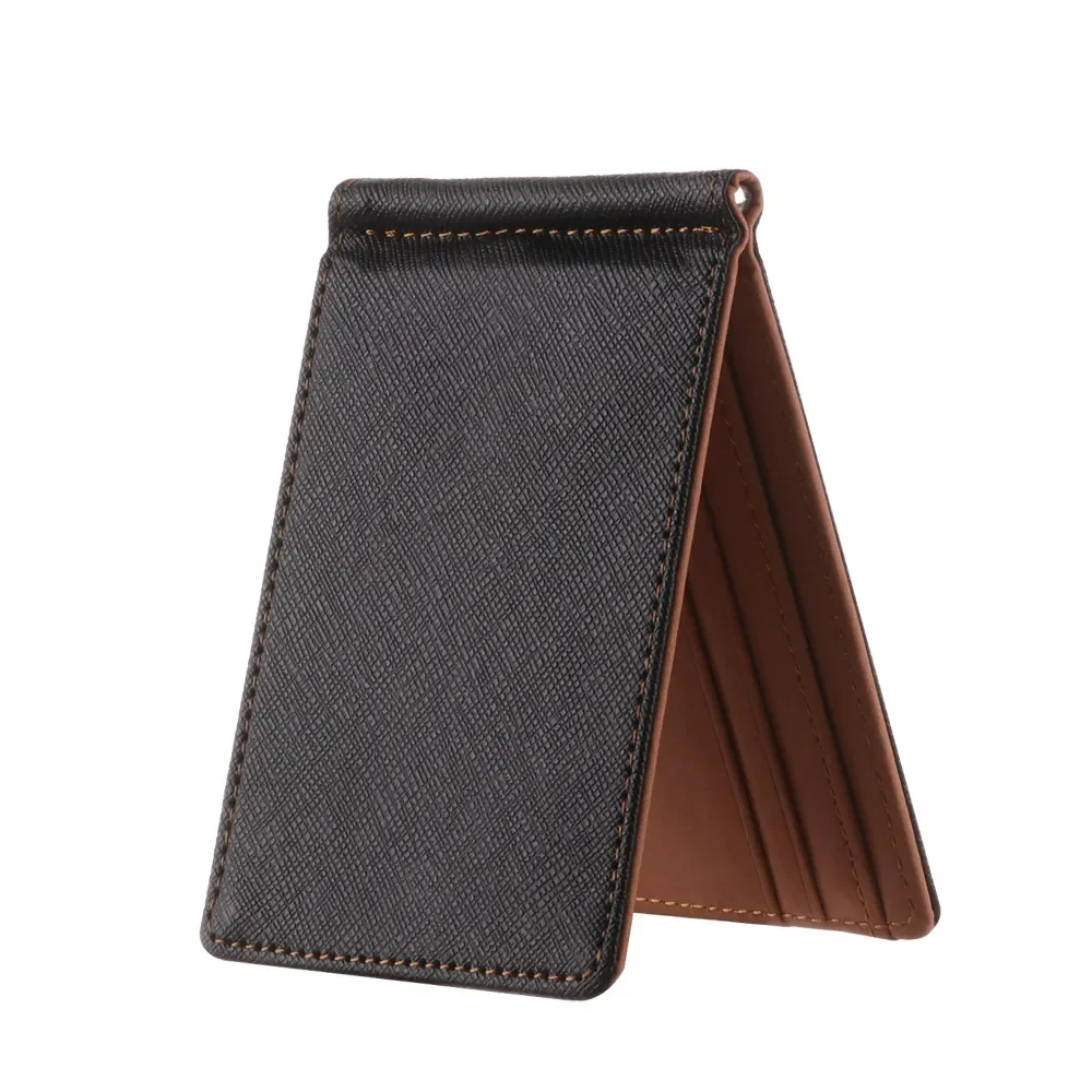 

New PU Leather Men Wallet Sollid Thin Bifold Money Clips Fashion Business Wallet Purse